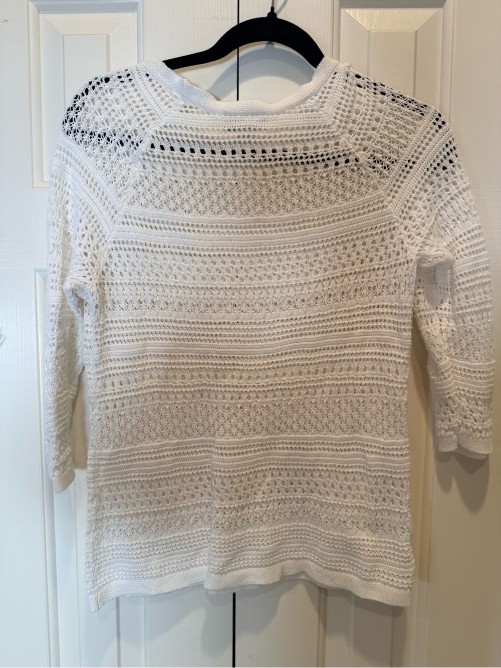 LOFT White Openwork Crochet Pullover - Picture 5 of 5